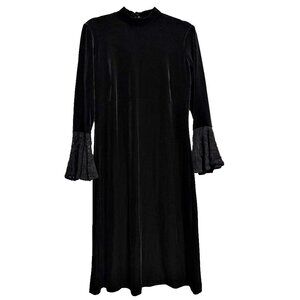 Black Velvet Bell Sleeve Dress